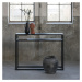 Čierny konzolový stolík s doskou z dubového dreva 30x120 cm Daniël – Spinder Design