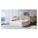 Béžová čalúnená dvojlôžková posteľ s úložným priestorom s roštom 160x200 cm Bufo Bed – MESONICA