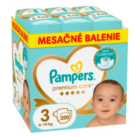 PAMPERS Plienky jednorázové Premium Care veľ. 3 (6-10 kg) - mesačné balenie 200 ks