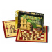 Šach, dáma, mlyn drevené figúrky a kamene spoločenská hra v krabici