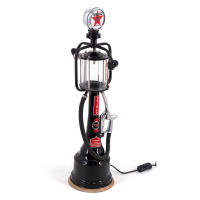 Estila Dizajnová retro stolná lampa Apoca čiernej farby s dekoratívnou benzínovou pumpičkou 68cm