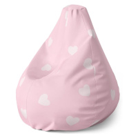 Sedací vak Pear Ružové srdiečka - 70 x 95 x 15 cm