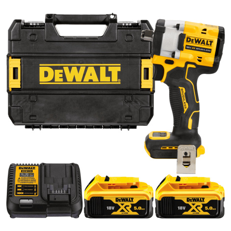 DEWALT 18V XR 1/2” Aku rázový uťahovák s poistným krúžkom, 2x 5,0 Ah DCF921P2T-QW