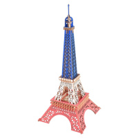Dřevěné 3D puzzle Eiffelova věž v barvách Francie