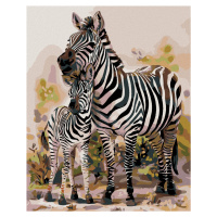 Diamantové maľovanie - ZEBRA S MLÁĎATKOM Rámovanie: vypnuté plátno na rám, Rozmer: 40x50 cm