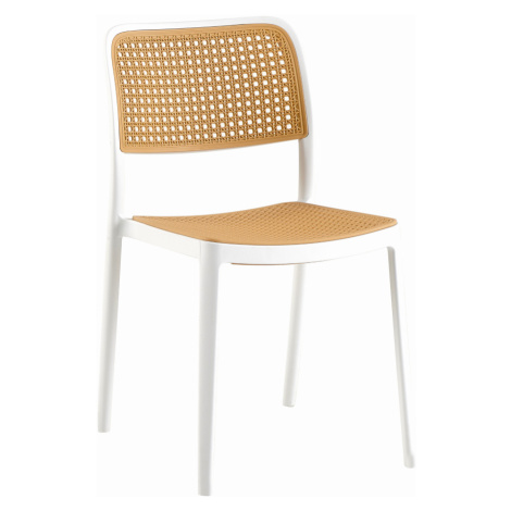 Stohovateľná stolička, biela/béžová, RAVID TYP 1 Tempo Kondela