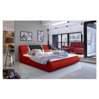 NABBI Folino 140 čalúnená manželská posteľ s roštom červená / čierna
