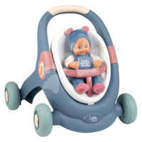 Didaktické chodítko a kočík Baby Walker 3v1 + Baby Doll Little Smoby s 30 cm bábikou a brzdovým 
