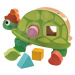 Drevená didaktická korytnačka Tortoise Shape Sorter Tender Leaf Toys s tvarovanými kockami od 18