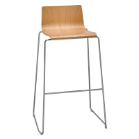 RIM - Barová stolička SITTY s dreveným sedadlom a lamelovou podnožou