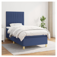 vidaXL Posteľný rám boxspring s matracom modrý 90x190 cm látka