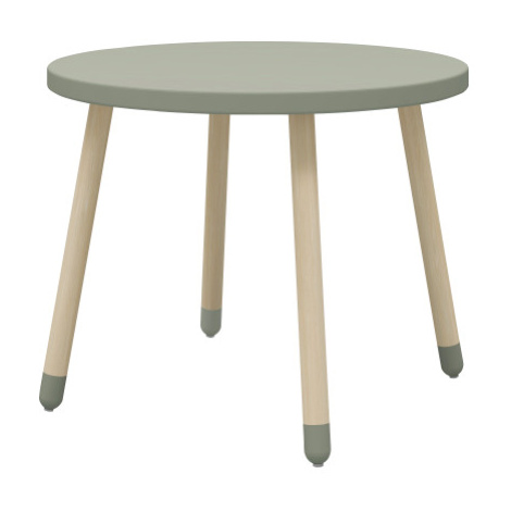 Drevený okrúhly stôl pre deti sivozelený Flexa Dots