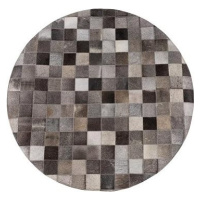 Sivý patchwork koberec z hovädzej kože – priemer 140 cm BERGAMA, 74987