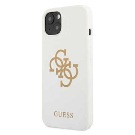 Silikónové puzdro Guess na Apple iPhone 13 Mini GUHCP13SLS4GGWH Silicone 4G Logo biele