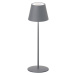 Sivá LED stmievateľná stolová lampa so senzorom pohybu a s kovovým tienidlom (výška 38 cm) Conse