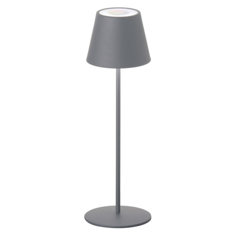 Sivá LED stmievateľná stolová lampa so senzorom pohybu a s kovovým tienidlom (výška 38 cm) Conse FISCHER & HONSEL