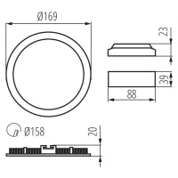 Svietidlo LED 12W, 4000K, 780lm, IP44, biela, KTS-LP, O169, ROUNDA V2LED12W-NW-W (Kanlux)