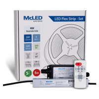 McLED  LED páska - sada 5 m + Prijímač Nano IP67, 240 LED/m, NW, 6 W/m, DC 24V, 520 lm/m, CRI90,