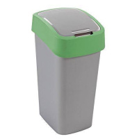 Kôš Curver® FLIP BIN 10L, šedostříbrná/zelená, na odpad