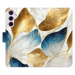 Flipové puzdro iSaprio - GoldBlue Leaves - Samsung Galaxy A55 5G
