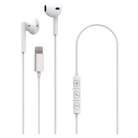 Slúchadlá XQISIT NP Button type headset wired with MFI lightning white (50913)