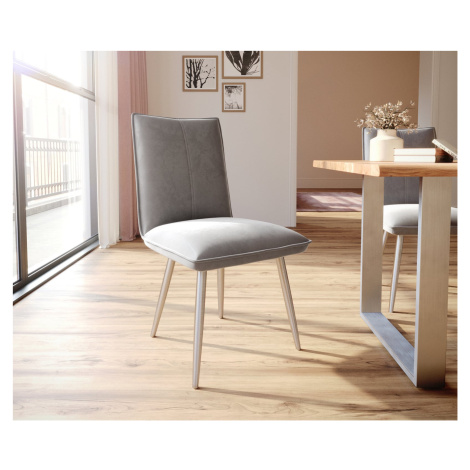DELIFE Jedálenská stolička Lelio-Flex zamat sivá 4-nohá zúžená nerezová oceľ vrecková pružina