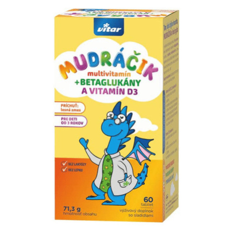 VITAR Mudráčik multivitamín + betaglukány a vitamín D3 60 tabliet Vitar Veteriane