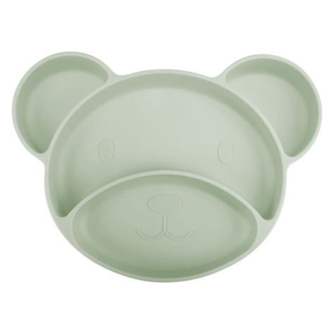 CANPOL BABIES Silikónový delený tanier s prísavkou Medvedík zelený