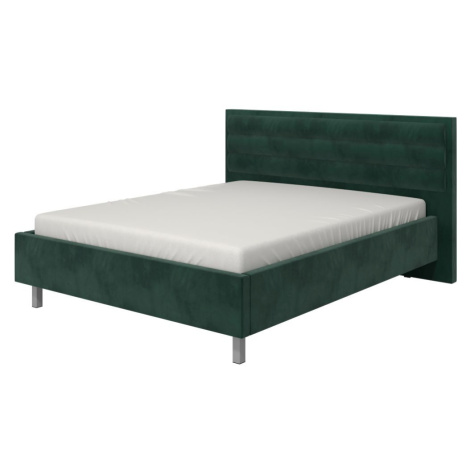 Manželská posteľ 160x200cm corey - tm. zelená/chrómované nohy