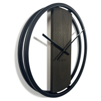 Dubové hodiny Loft Round kovové 50cm, z231 wenge