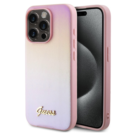 Guess PU Kožený Kryt pre iPhone 15 Pro Max, Ružový