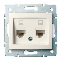 DOMO Dvojitá dátová zásuvka , nezávislá (2xRJ45Cat 6 Jack) Krémová