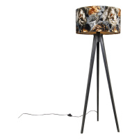 Stojacia lampa statív čierny s tienidlom kvety 50 cm - Tripod Classic