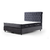 Tmavomodrá boxspring posteľ s úložným priestorom 160x200 cm Sonata – Kalune Design