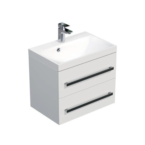 Kúpeľňová skrinka s umývadlom SAT Cube Way 60x40 cm biela lesk CUBE260ZBL