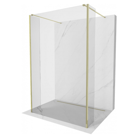 MEXEN/S - Kioto Sprchová zástena WALK-IN voľne stojaca 100 x 30 x 30 cm, transparent, zlatá 800-