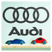 Drevené logo a nápis na stenu - Audi