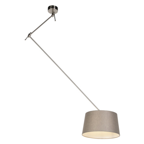 Závesná lampa s ľanovým tienidlom taupe 35 cm - oceľ Blitz I