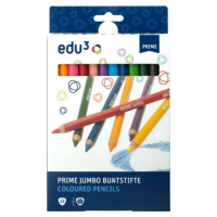 EDU3 Prime Jumbo trojhranné pastelky K12, tuha 6,25 mm, 12 farieb v papierovej krabičke