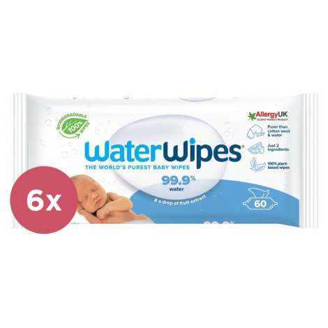 6x WATERWIPES Vlhčené obrúsky bez obsahu plastov 60 ks ( 360 ks )