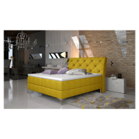 NABBI Amika 180 čalúnená manželská posteľ s úložným priestorom žltá
