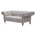 Dekoria Pohovka Chesterfield Glamour Velvet Light Grey pre 2 osoby, 187 x 94 x 74 cm