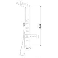 Mexen Natan, sprchový panel s výlevkou h-1440, chrómová, 7626-04-00