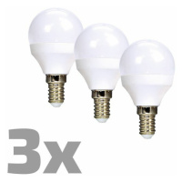 ECOLUX LED žiarovka Ecolux 3-pack, miniglobe, 6W, E14, 3000K, 450lm, biele prevedenie, 3ks