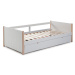 Detská posteľ z borovicového dreva s výsuvným lôžkom v bielo-prírodnej farbe 90x190 cm Kiara – M