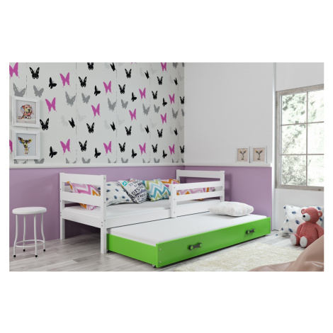 BMS Detská posteľ s prístelkou ERYK 2 FARBA: Biela, ROZMER: 90 x 200 cm, DOPLNKOVÁ FARBA: Zelená