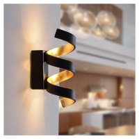 Nástenné LED svietidlo Helix, čierno-zlaté, 26 cm