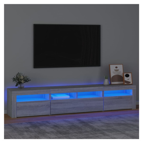 vidaXL TV skrinka s LED svetlami sivá sonoma 210x35x40 cm