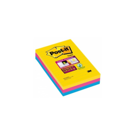 3M Post-It samolepiaci bloček 102x152mm linajkový mix (bal=3x90l)