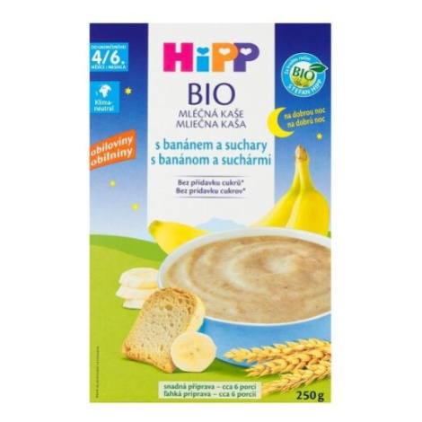 HIPP BIO Mliečna kaša dobrú noc s banánom a suchármi 250 g